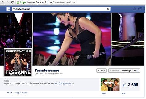 Fraudulent Tessanne Chin Facebook Page TeamTessanneLove