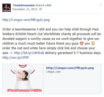 Fraudulent Tessanne Chin Facebook Page TeamTessanneLove