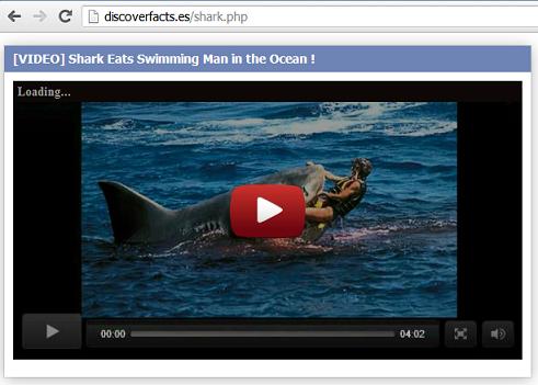 Malicious website discoverfacts. es - Shark eats the swimming man