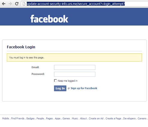 Fake or Bogus Facebook website