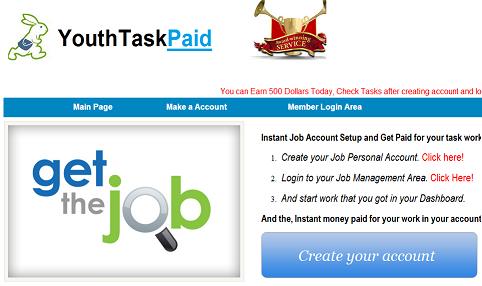 The Fake Internet Job Website - www.YouthTaskPaid.com