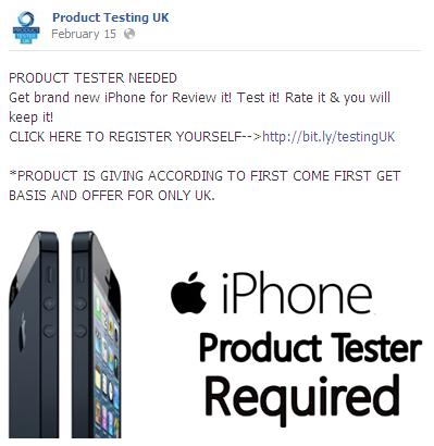 The Malicious Facebook Page: Product Testing UK