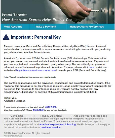 American Express Phishing Email Message