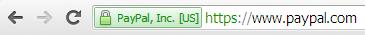 Paypal Inc web browser address bar