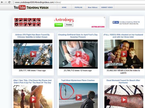 Fake Video Sharing Website - www.youtubeapril2014trendingvideos.com