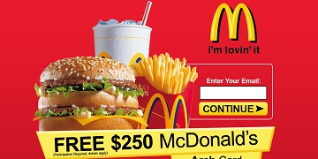 Get Free $250 Mcdonalds Gift Card Now