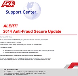 Virus Email -  ADP 2014 Anti-Fraud Secure Update