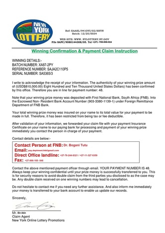 New York Lottery Scam