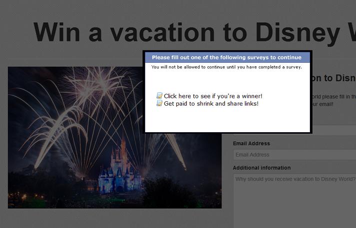 Fake Walt Disney Website www.disney-world-comp.com