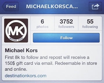 Michael Kors Instagram Giveaway Scam