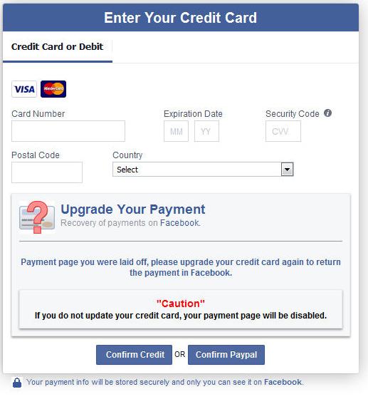 Facebook Phishing scam