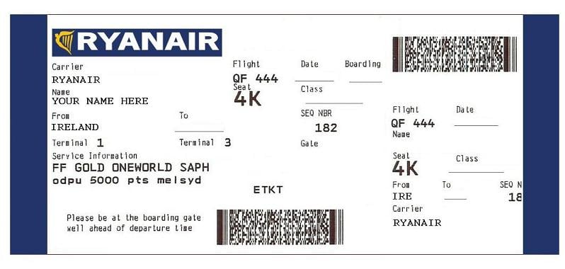 Ryanair ticket