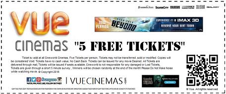 Get 5 FREE Tickets of any Movie at VUE CINEMAS to celebrate 15th Anniversary