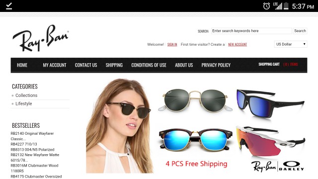 RayBan Sunglasse at www.rbvie.com