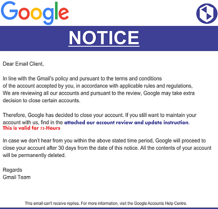 Google has Decided to Close your Account