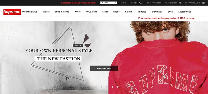 Fake Supreme Website at www.supremeeu.com