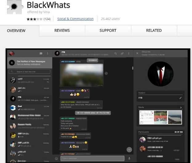  BlackWhats - Black Theme for Whatsapp Web