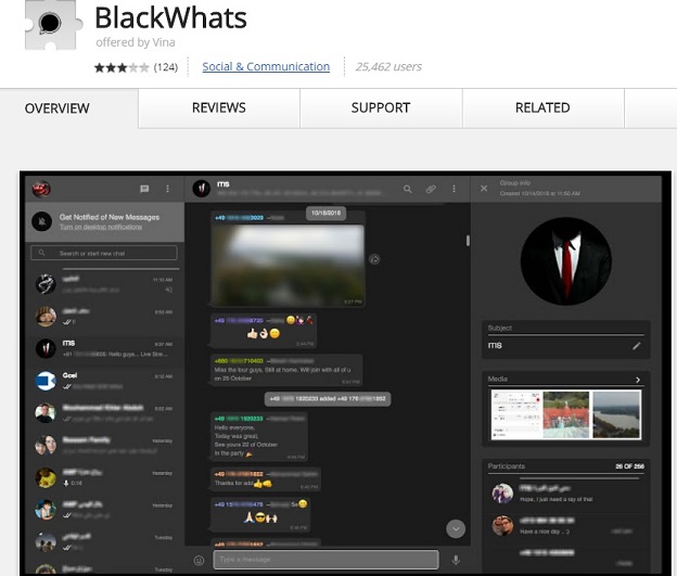 BlackWhats - Black Theme for Whatsapp Web