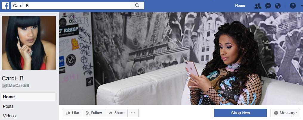 Fake Cardi B Facebook Page