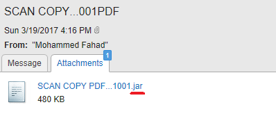 an Email with a Malicious “.jar” Attachment