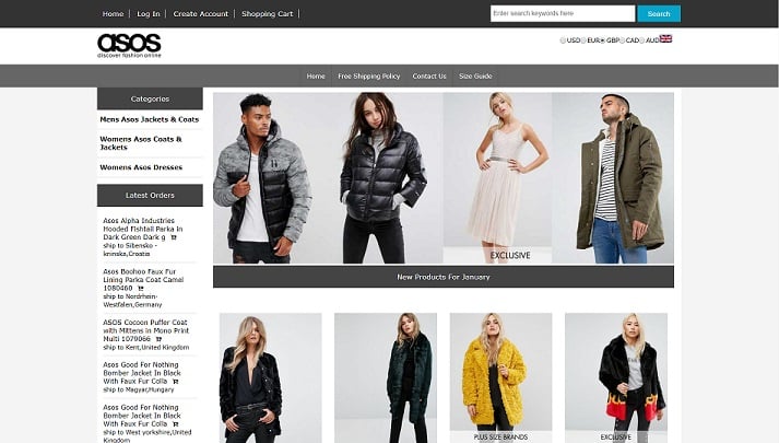 asosjacketsale.com - the fake ASOS Online Store