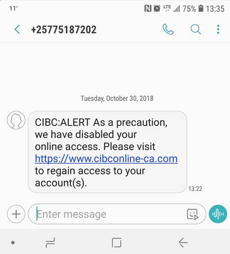 CIBC Online Access Disabled Alert