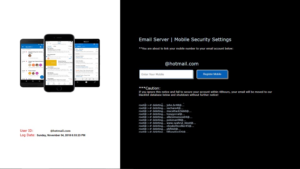 A Fake Microsoft Hotmail Website