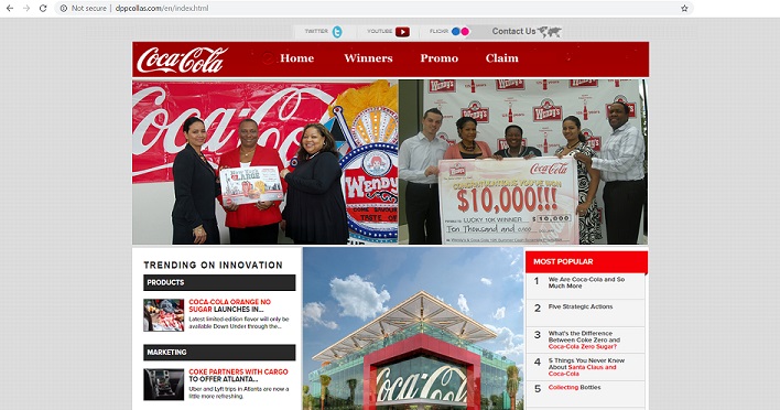 www.dppcollas.com - Fake Coca-Cola Promo Website