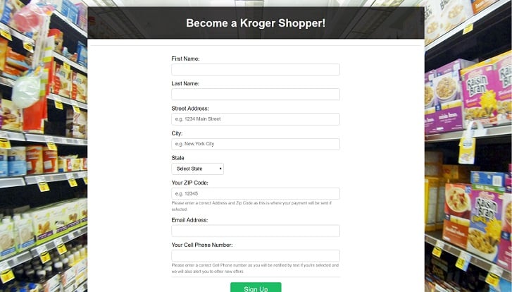 Fake Kroger Shopper Website