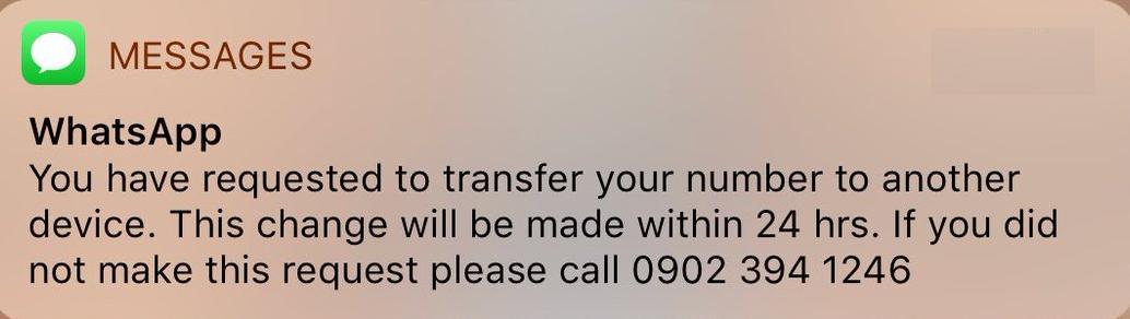 WhatsApp Request to Transfer Your Number to Another Device