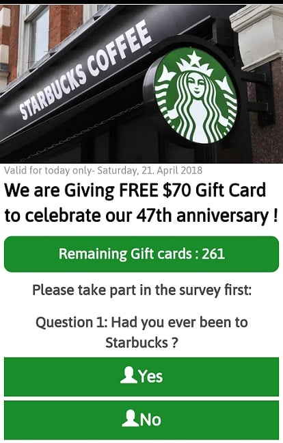 Fake Starbucks Gift Card