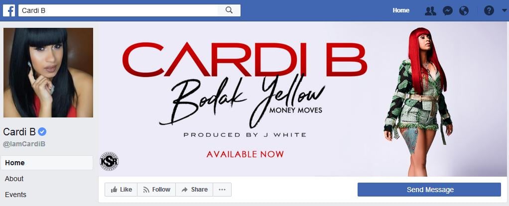 The Legitimate Cardi B Facebook page