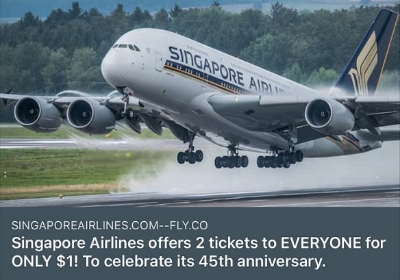 Singapore Airline 45th Anniversary Free Ticket Giveaway