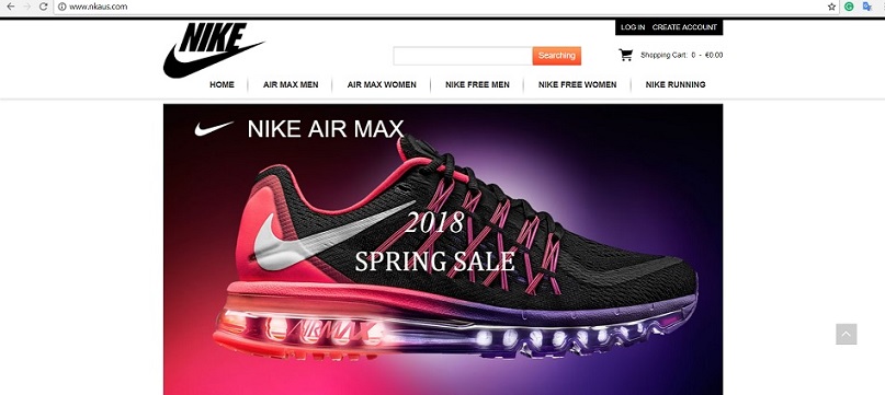 www.nkaus.com - the Fraudulent Nike Online Store