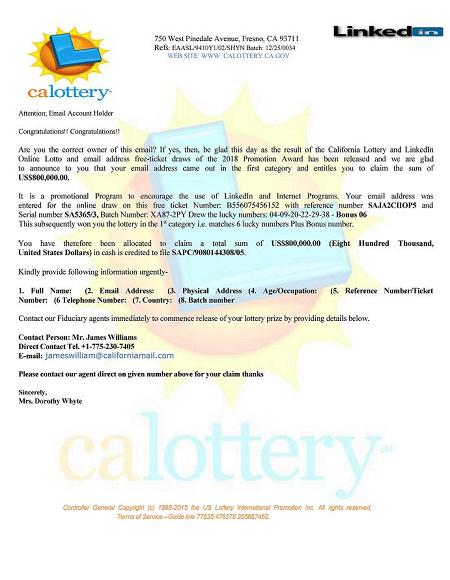 California Lottery and Linkedln Online Lotto