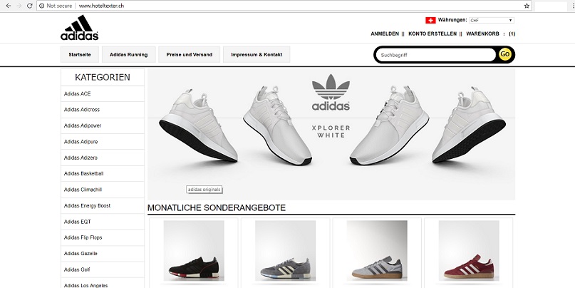 www.hoteltexter.ch - the Untrustworthy Adidas Online Store