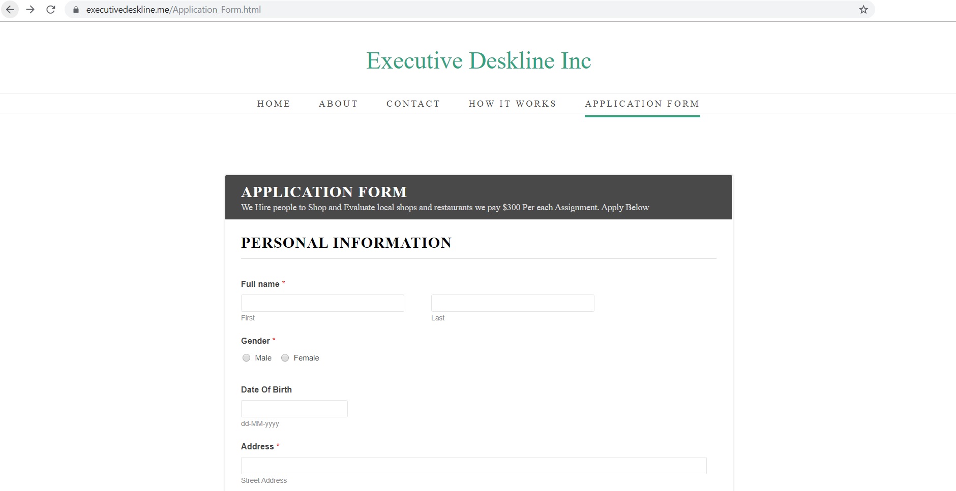 An Executive Deskline Inc Mystery Shoppers Website