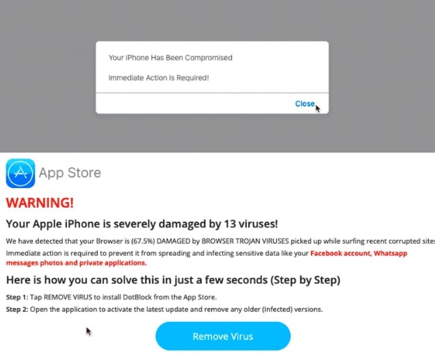 Your iPhone Has Been Compromised Scam - Apple iPhone is severely damaged by 13 viruses