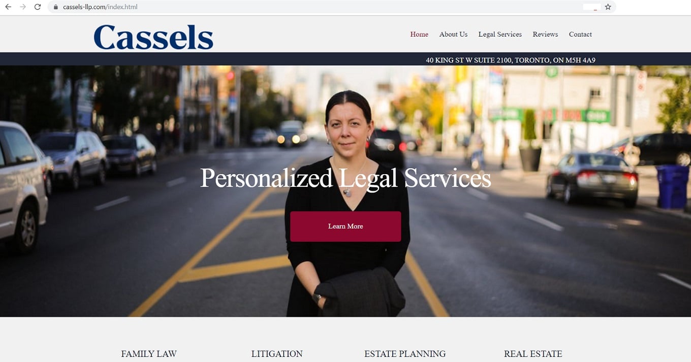 Fake Cassels Brock and Blackwell LLP Canadian Law Firm Website