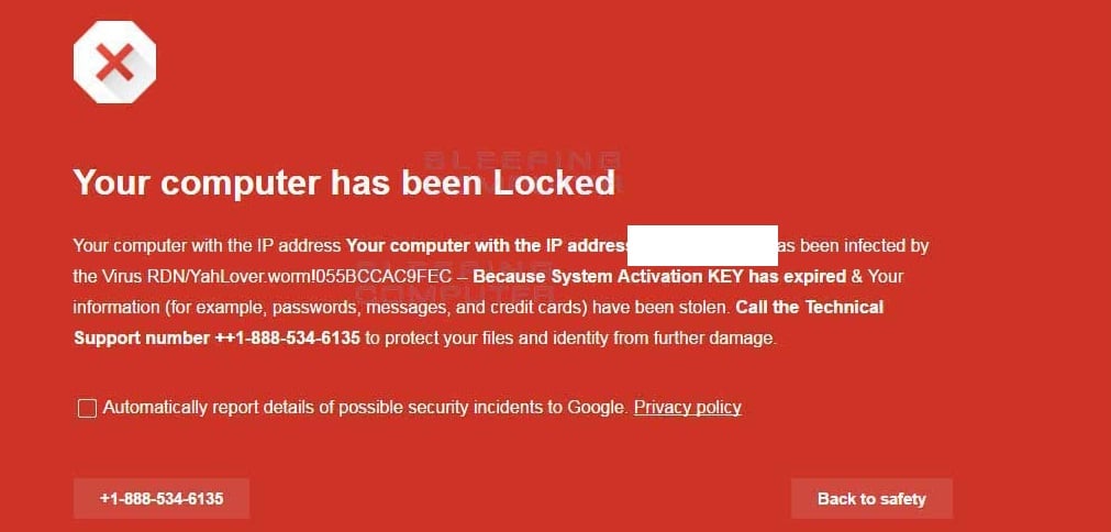 Your computer has been Locked Scam