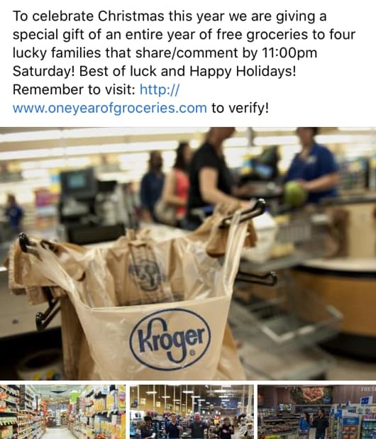 Kroger Facebook Christmas Free Groceries Giveaway