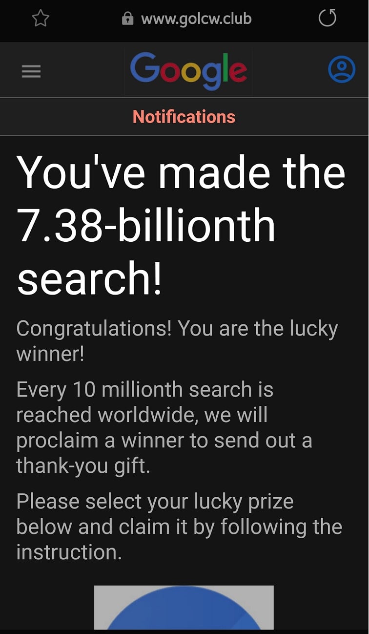 The Google 7.38 Billionth Search Lottery Scam
