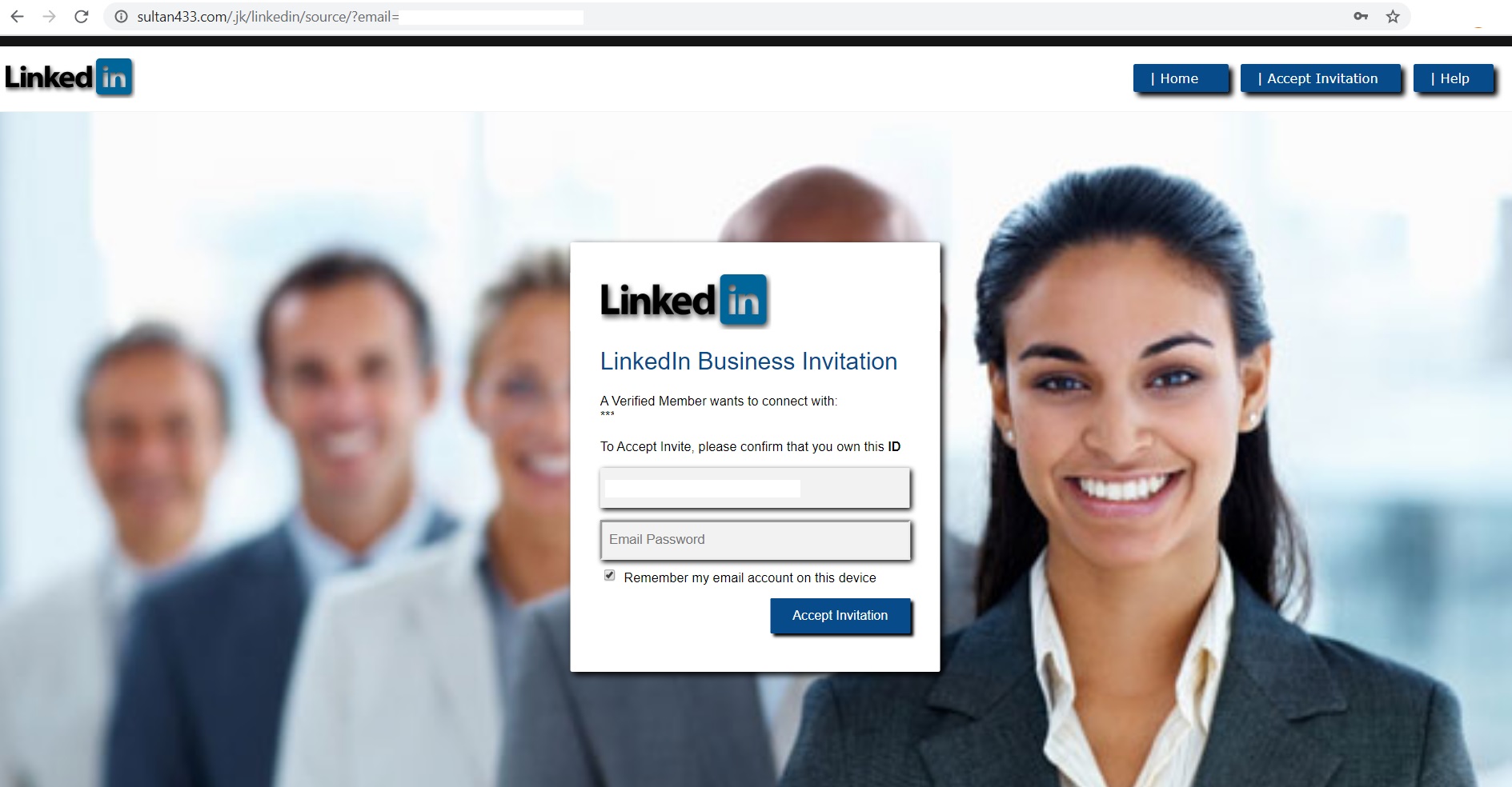 Fake LinkedIn website