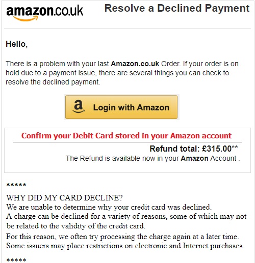 Amazon Resolve a Declined Payment