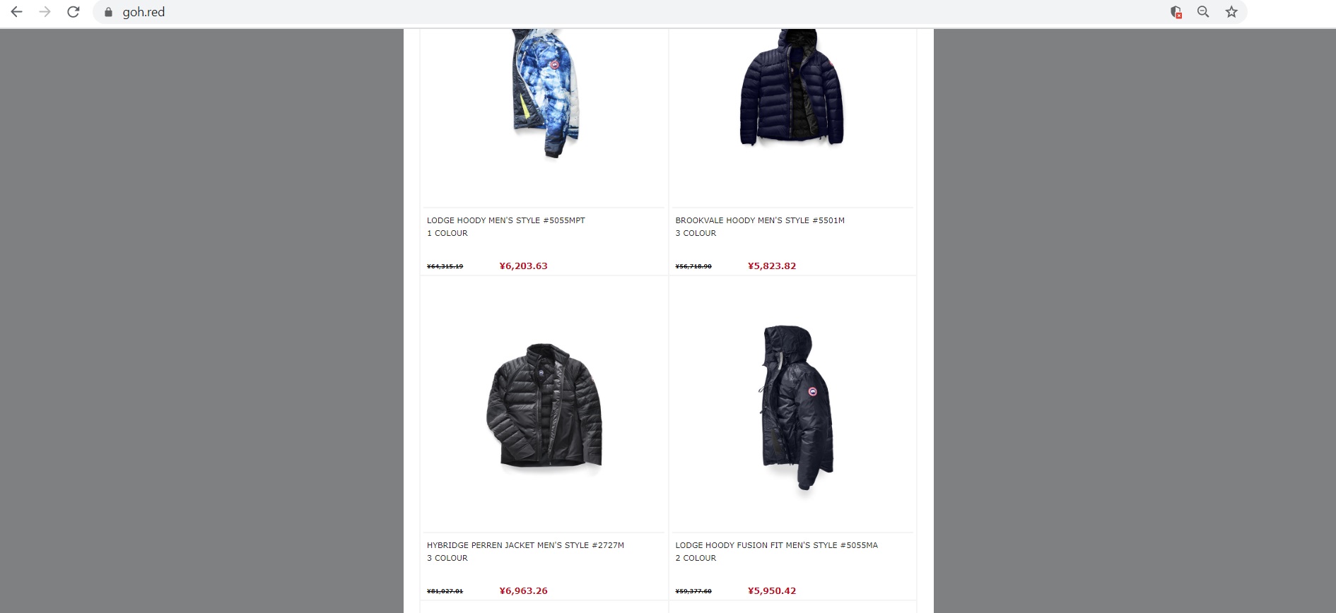 www.goh.red fake Canada Goose store