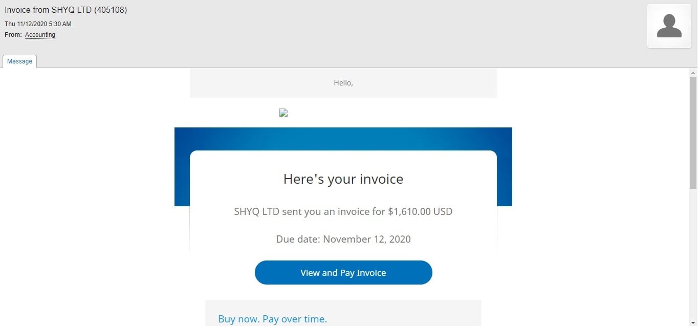 SHYQ LTD Sent You an Invoice For Fake PayPal Scam