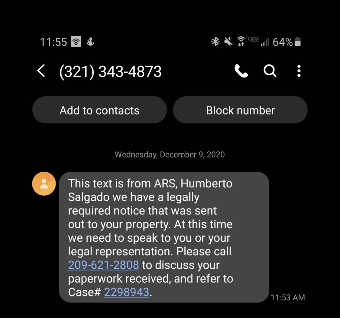 209-621-2808 Legally Required Notice Text - is it a Scam