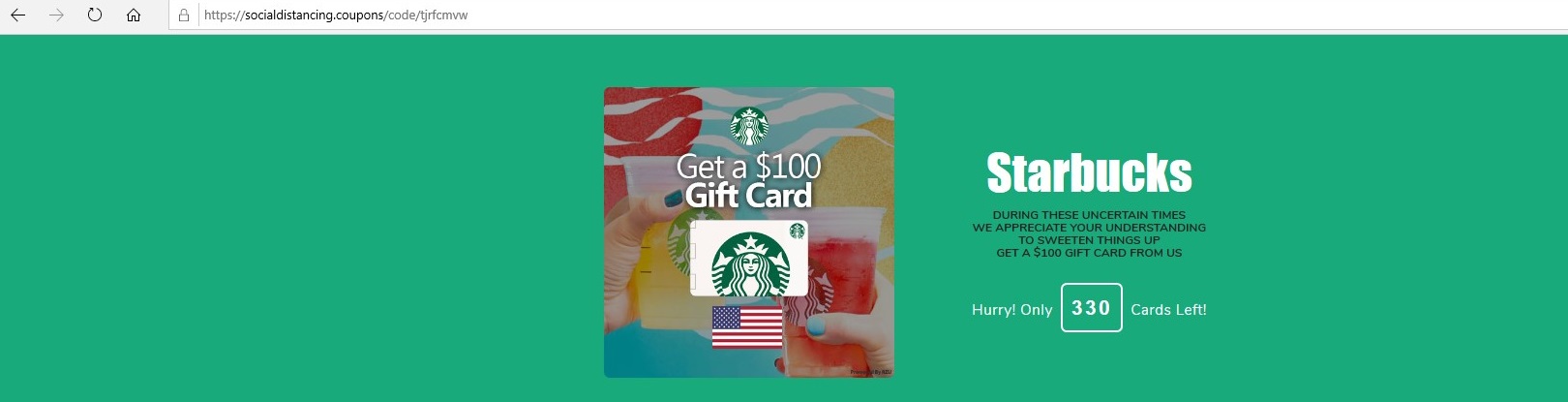 Starbucks Giving Away $100 Gift Cards Scam