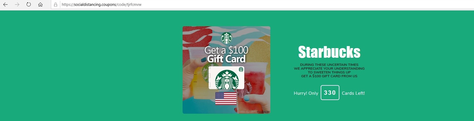 Starbucks Social Distancing Gift Card Scam