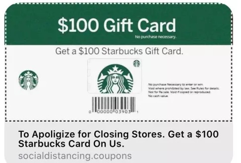 Starbucks Social Distancing Gift Card Scam